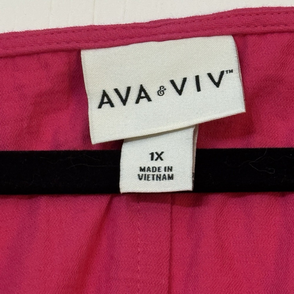 Ava & Viv Women's Plus Size 1X Dress Dolman Sleeve Midi w/ Pockets Magenta - Picture 6 of 7